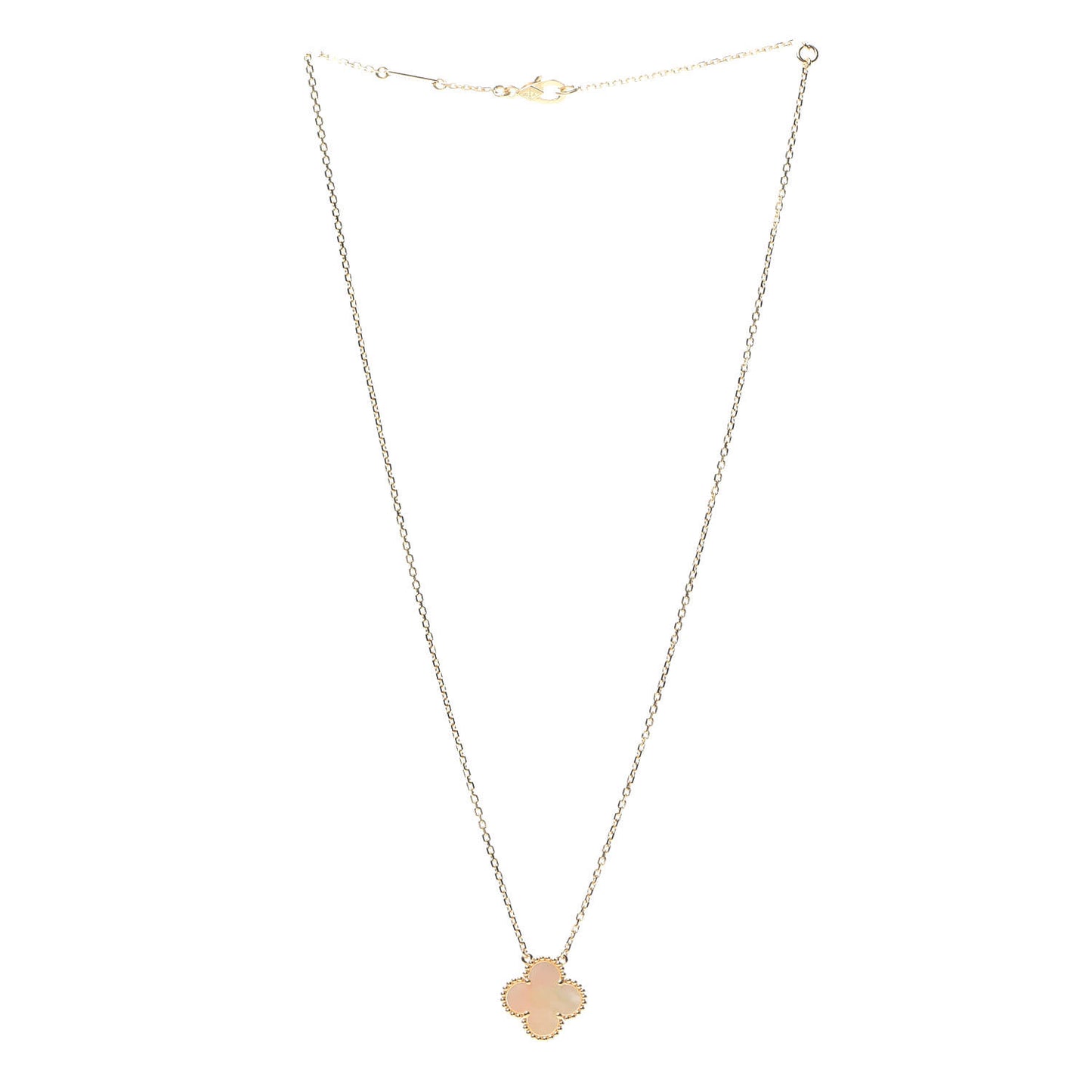 18K Yellow Gold Mother of Pearl Vintage Alhambra Pendant Necklace