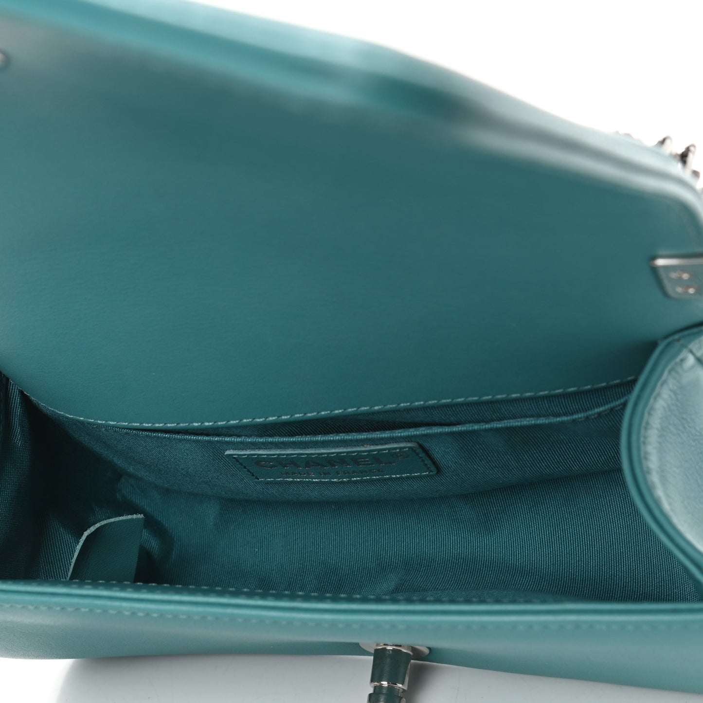 Calfskin Quilted Small Boy Flap Turquoise