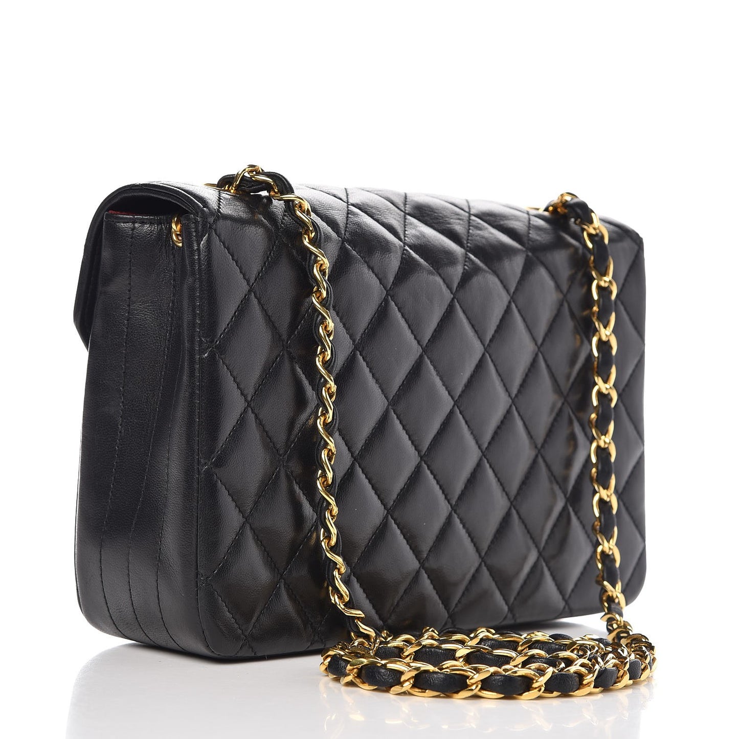 Lambskin Quilted Small Single Flap Black