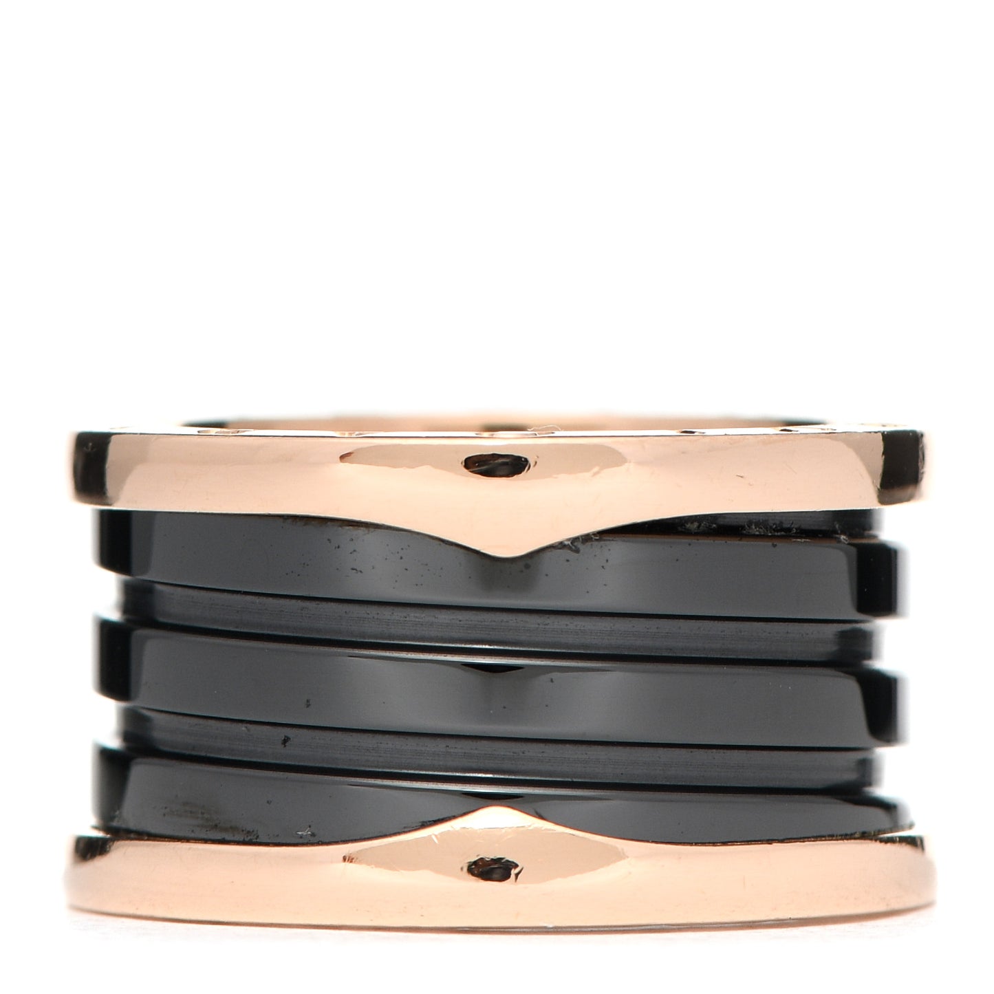 18K Rose Gold Black Ceramic B.Zero1 Four-Band Ring 52 6