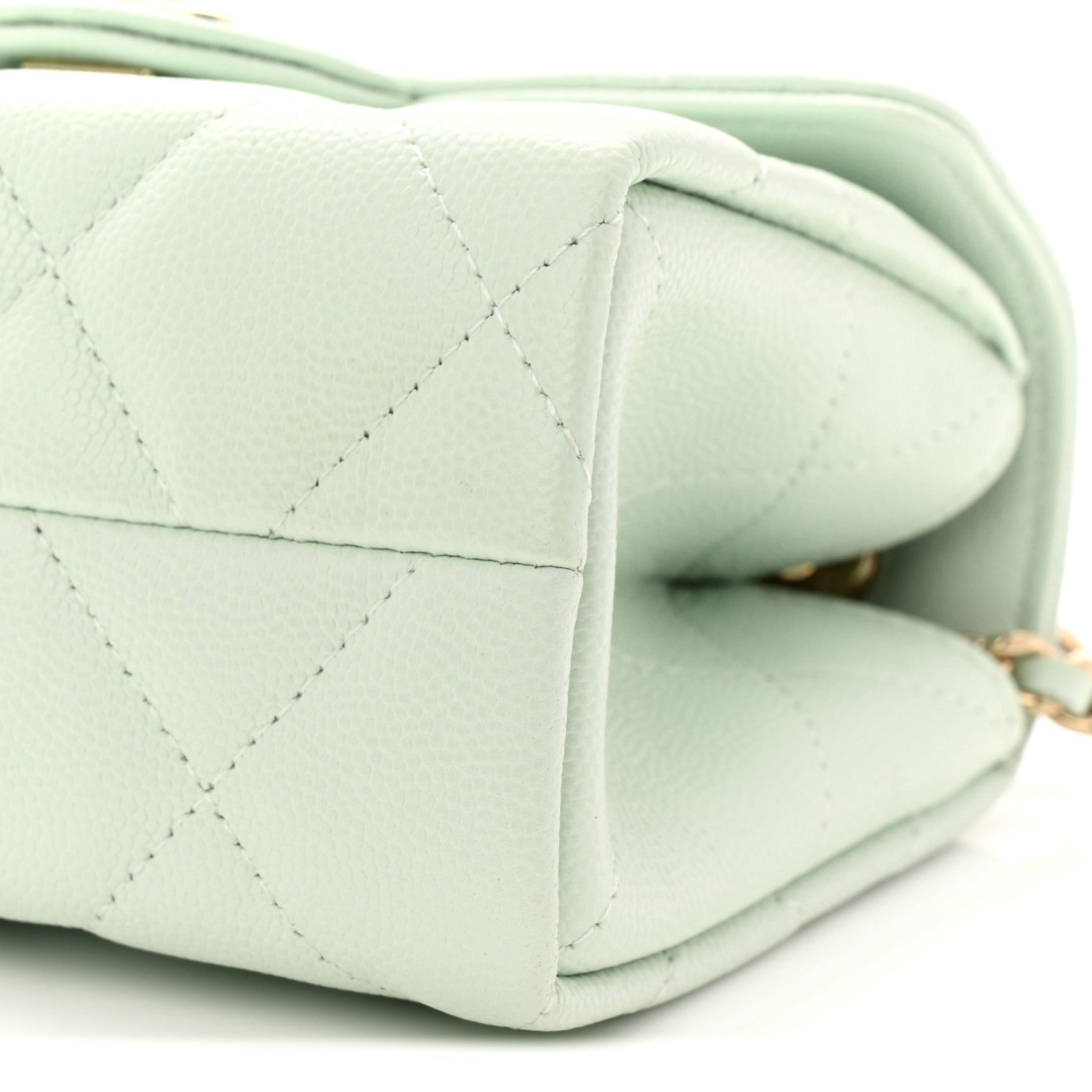 Chanel Caviar Quilted Retro Twist Top Handle Clutch Light Green 11 of 11