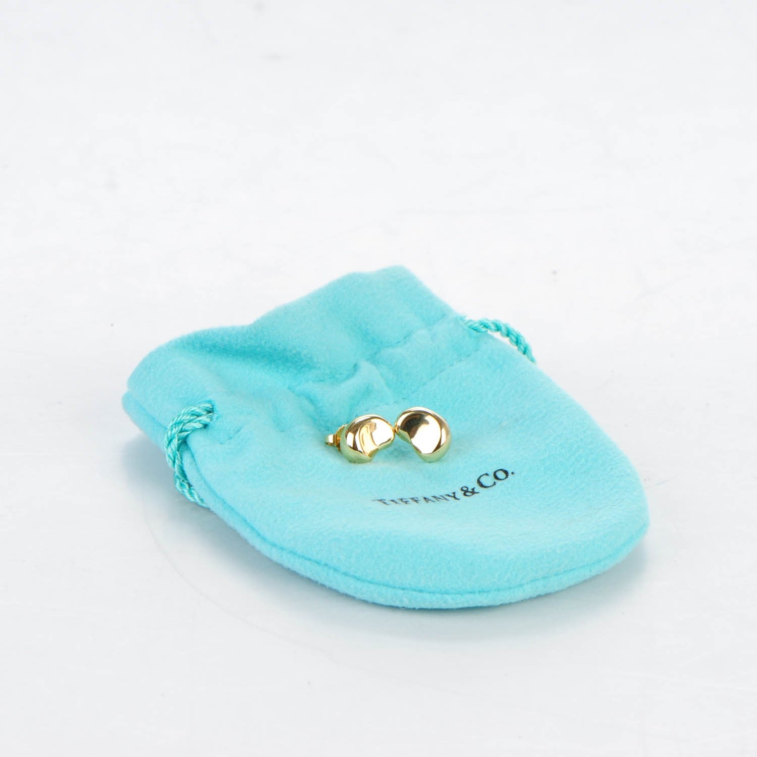 Tiffany 18K Yellow Gold 5mm Elsa Peretti Bean Earrings 5 of 5