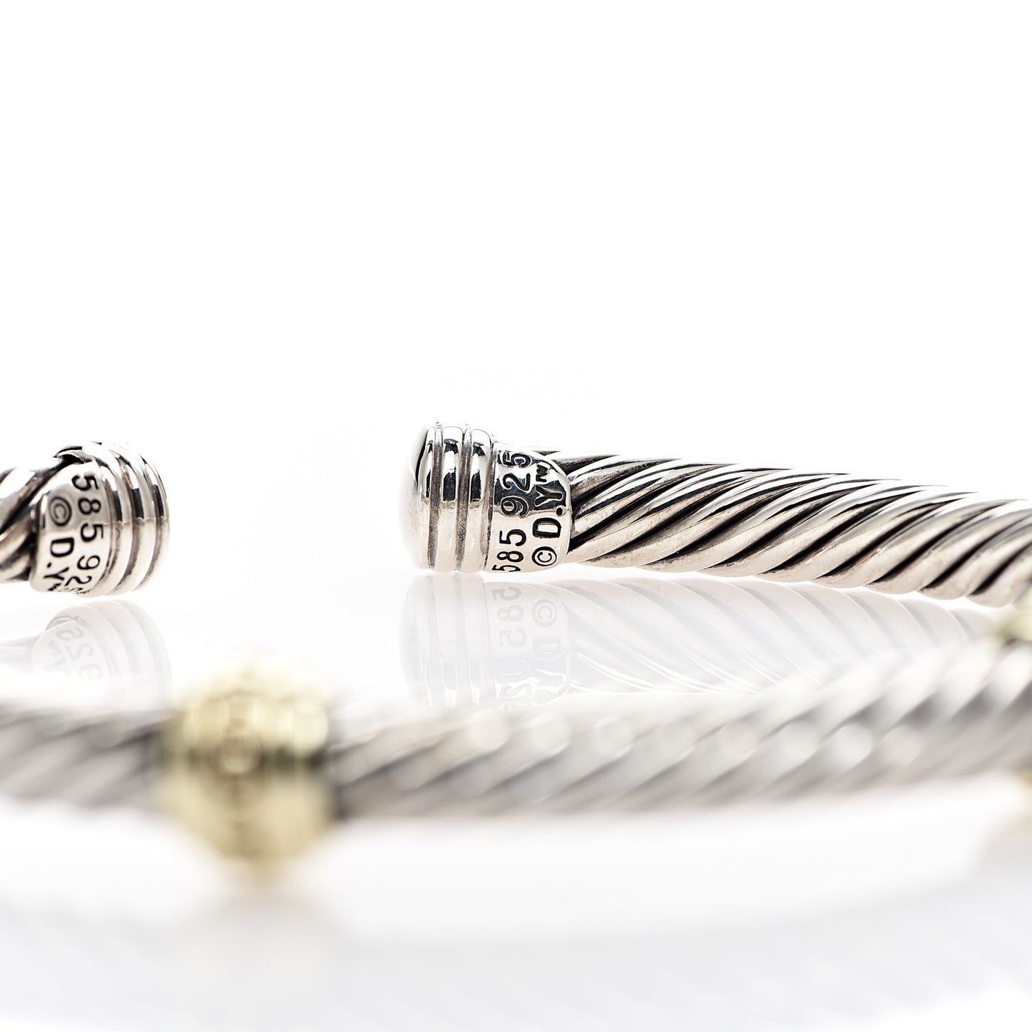 Sterling Silver 14K Yellow Gold 5mm Cable Classics Two Station Bracelet