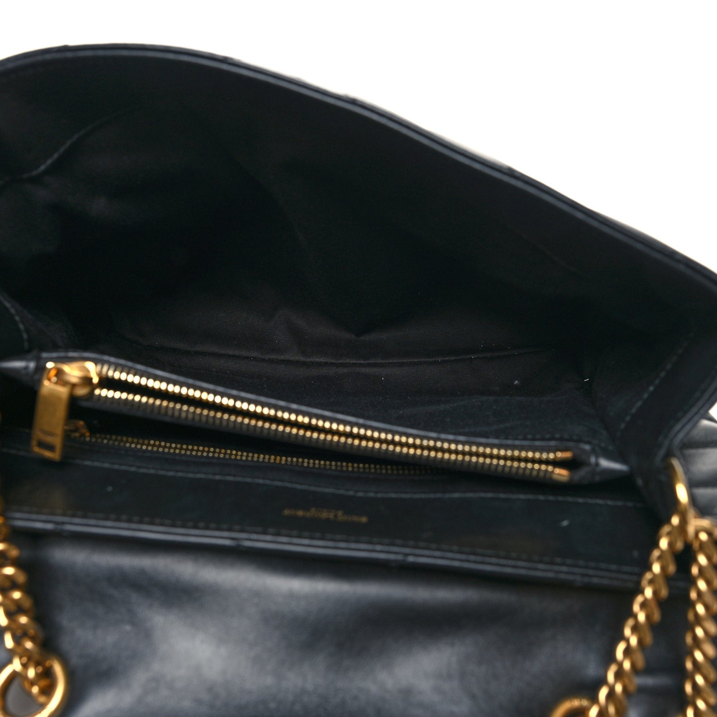 Calfskin Y Quilted Monogram Medium Loulou Chain Satchel Black