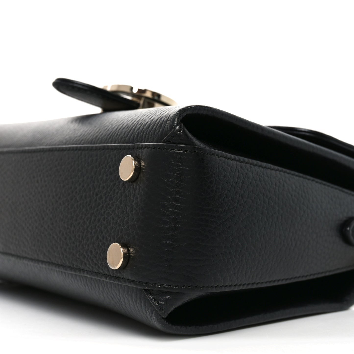 Dollar Calfskin Interlocking G Top Handle Shoulder Bag Black