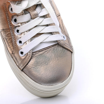 Saint Laurent Metallic Calfskin Court Sneakers 37.5 Pale Gold 9 of 16