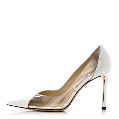 Jimmy Choo Patent Iridescent Plexi Cass 95 Pumps 39.5 Optical White 1 of 9