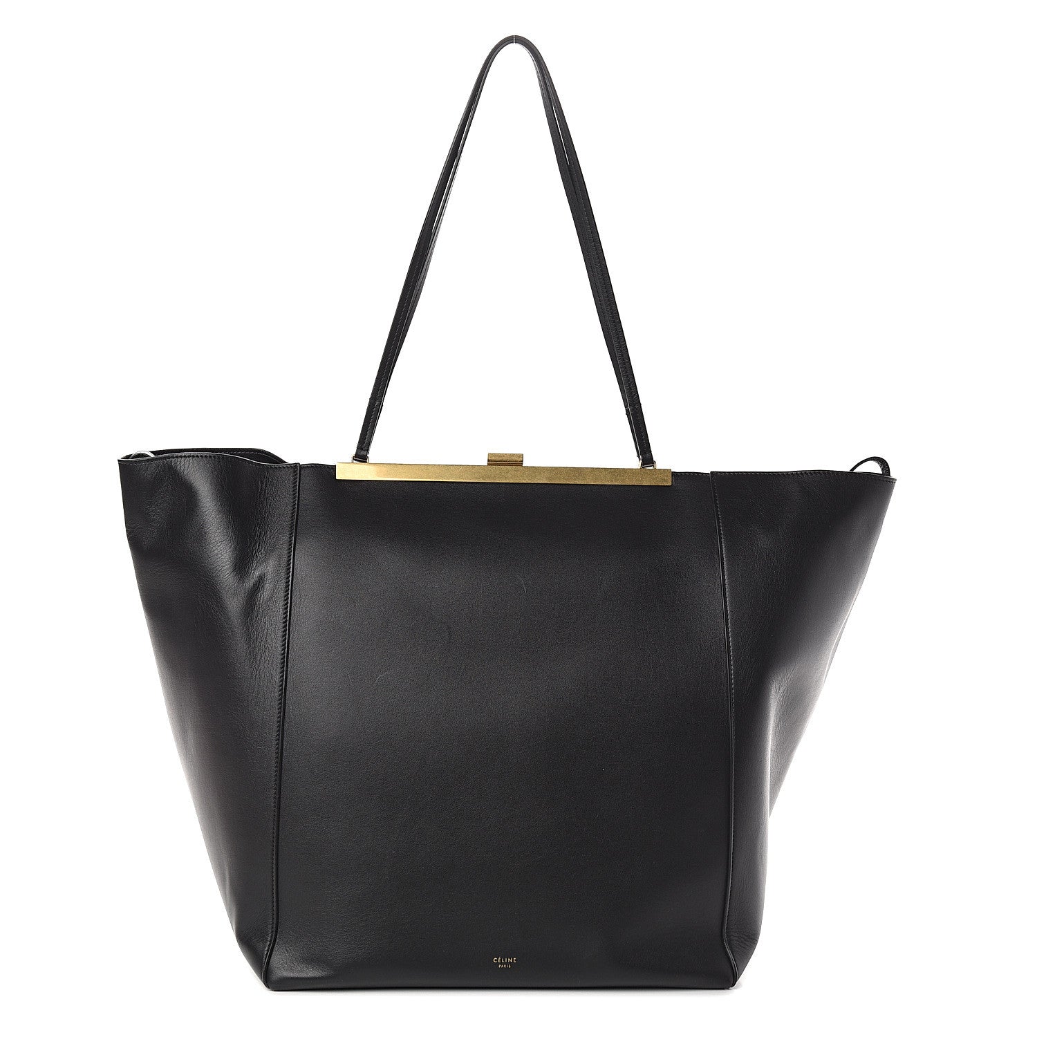 Celine Calfskin Large Clasp Cabas Black 1 of 8