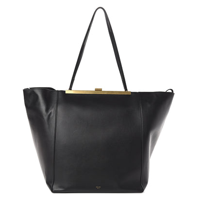 Celine Calfskin Large Clasp Cabas Black 1 of 8