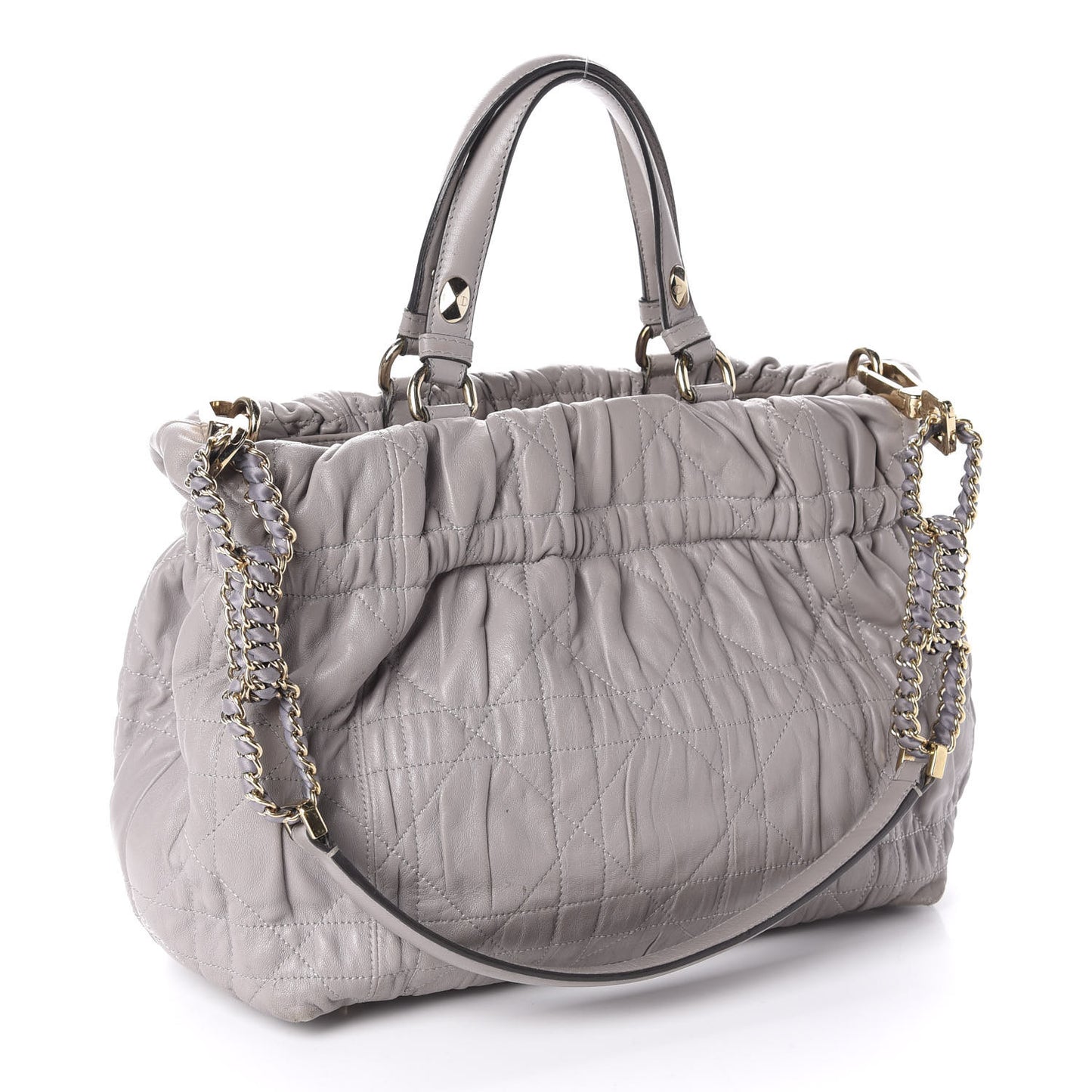 Gaufre Lambskin Cannage Delices Tote Grey