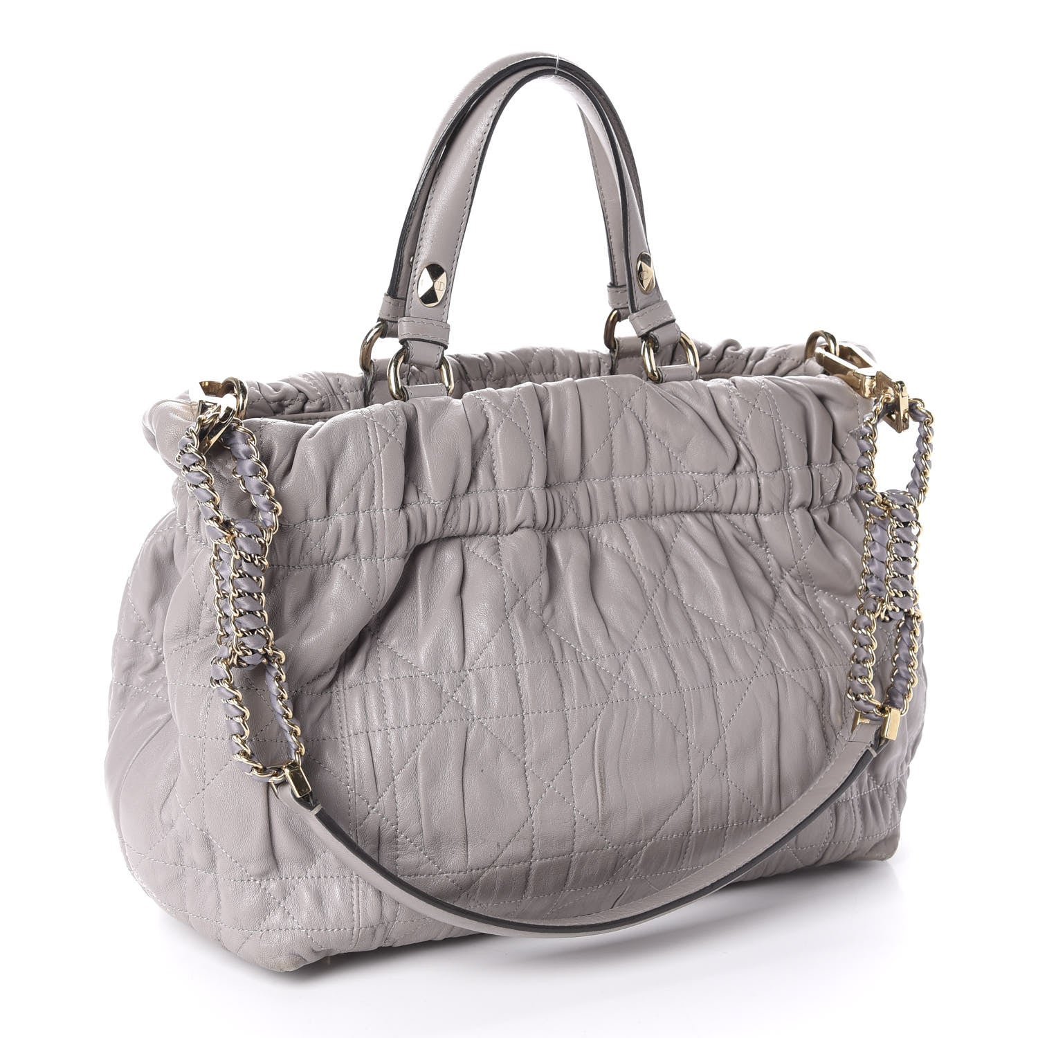 Christian Dior Gaufre Lambskin Cannage Delices Tote Grey 3 of 11