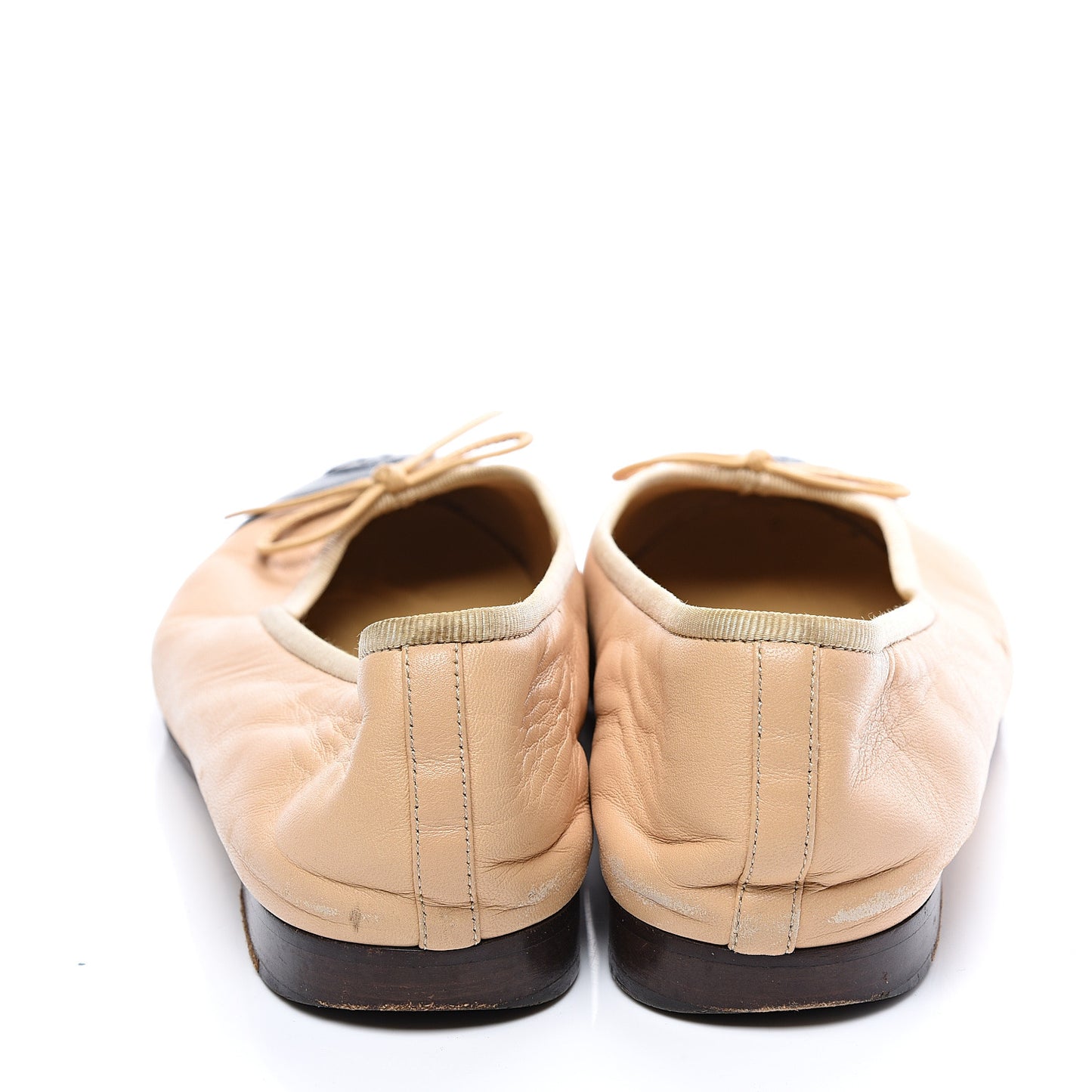 Lambskin Cap Toe CC Ballerina Flats 37.5 Beige Black