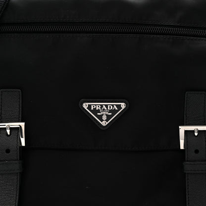 Prada Tessuto Nylon Saffiano Double Buckle Messenger Shoulder Bag Black 8 of 10