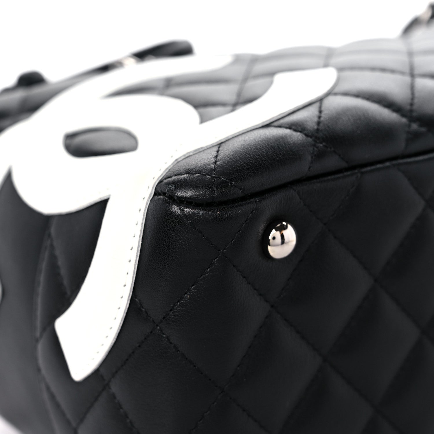 Chanel Calfskin Quilted Large Cambon Bowler Black White 8 of 12