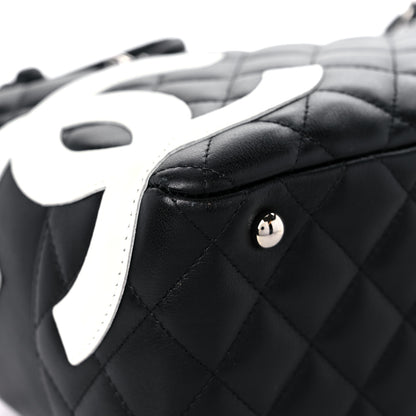Chanel Calfskin Quilted Large Cambon Bowler Black White 8 of 12