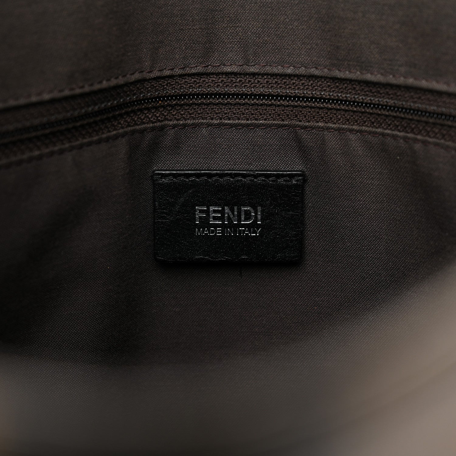 Fendi Calfskin Coated Canvas Pequin Tote Tobacco 6 of 13