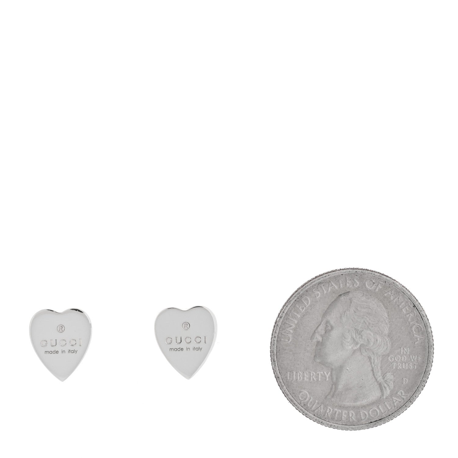 Gucci Sterling Silver Trademark Heart Stud Earrings 2 of 5