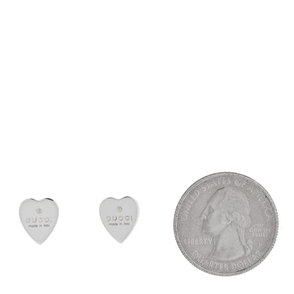 Gucci Sterling Silver Trademark Heart Stud Earrings 2 of 5