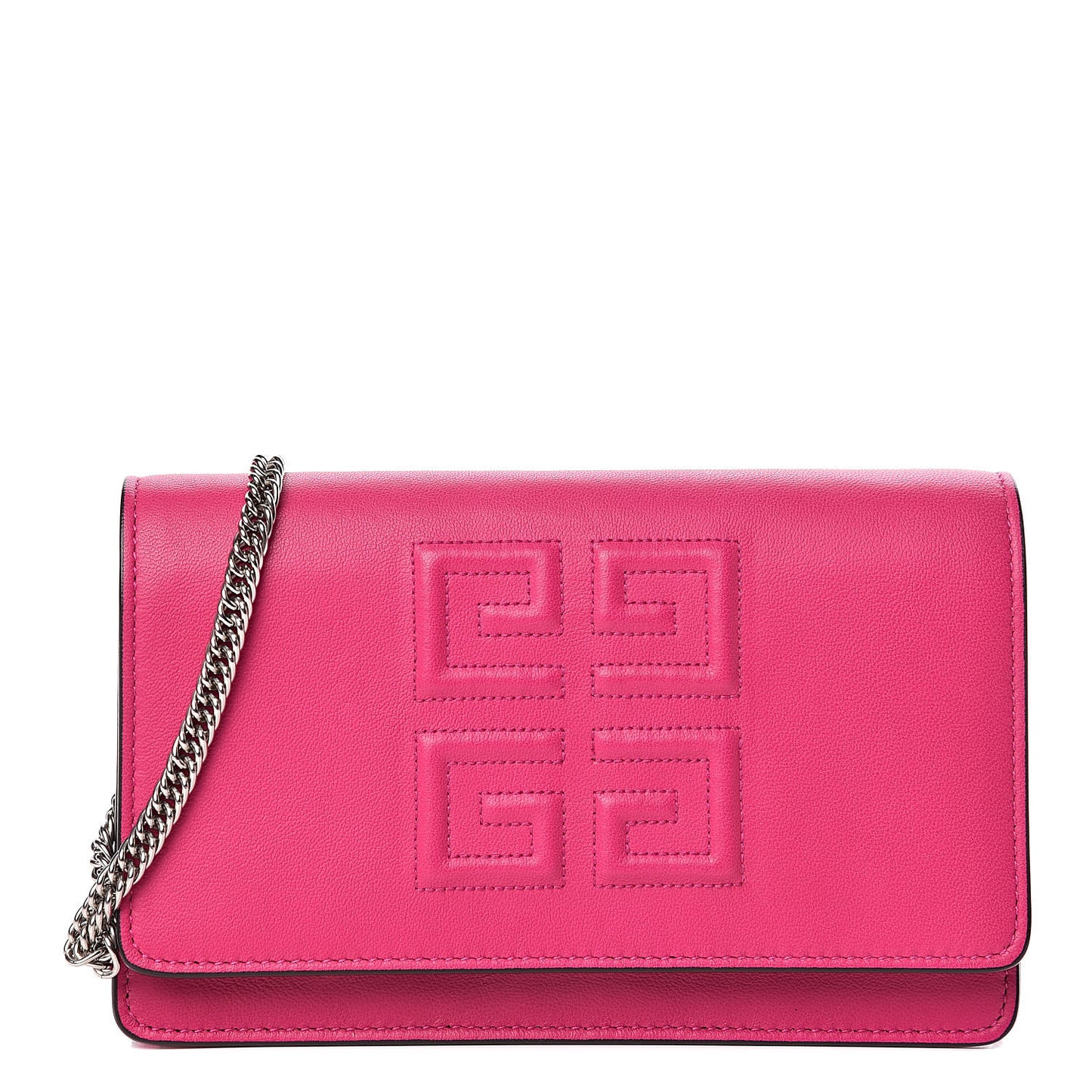 Lambskin Emblem Chain Wallet Cyclamen