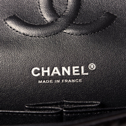 Chanel Shiny Crumpled Calfskin Quilted Medium Double Flap So Black 6 of 10