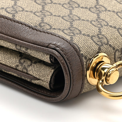 Gucci GG Supreme Monogram Textured Dollar Calfskin Web Medium Blondie Top Handle Shoulder Flap Bag Beige Ebony New Acero 17 of 17