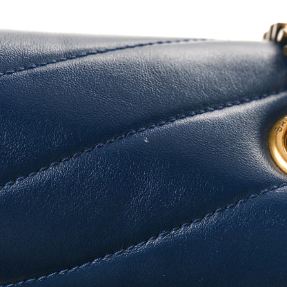 Saint Laurent Calfskin Y Quilted Monogram Medium Loulou Chain Satchel Deep Marine 12 of 13