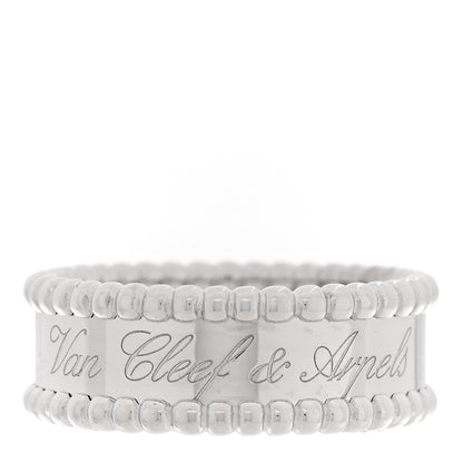 Van Cleef & Arpels 18K White Gold Perlee Signature Ring 57 8 1 of 5