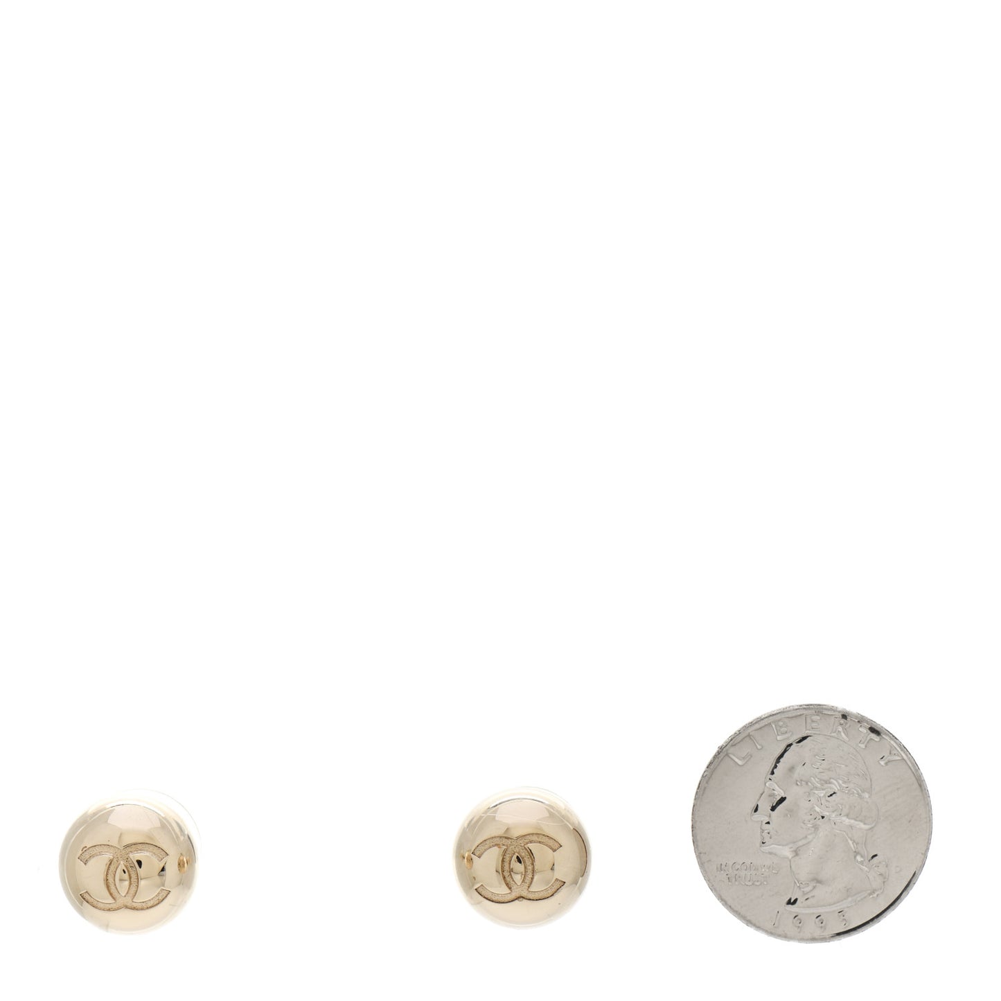 Metal Bead CC Stud Earrings Gold