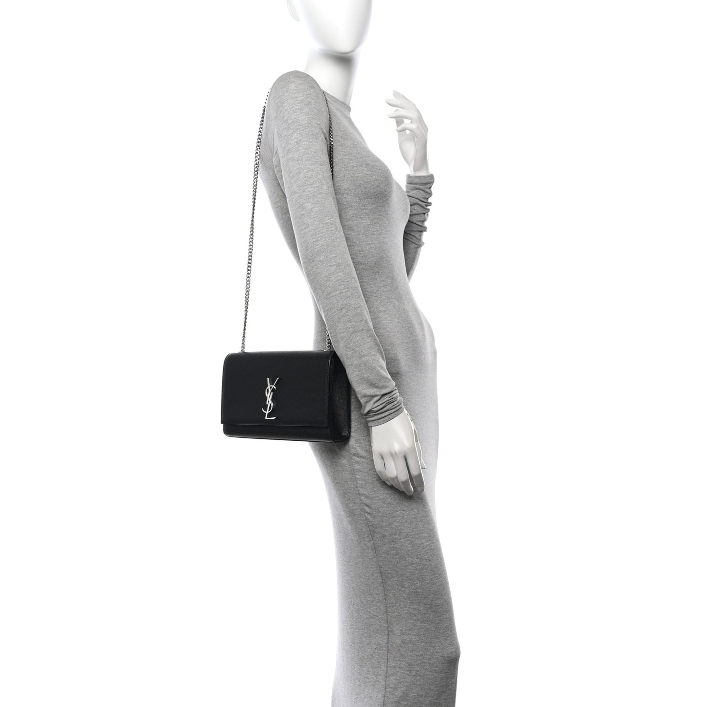 Grain De Poudre Medium Classic Monogram Kate Satchel Black