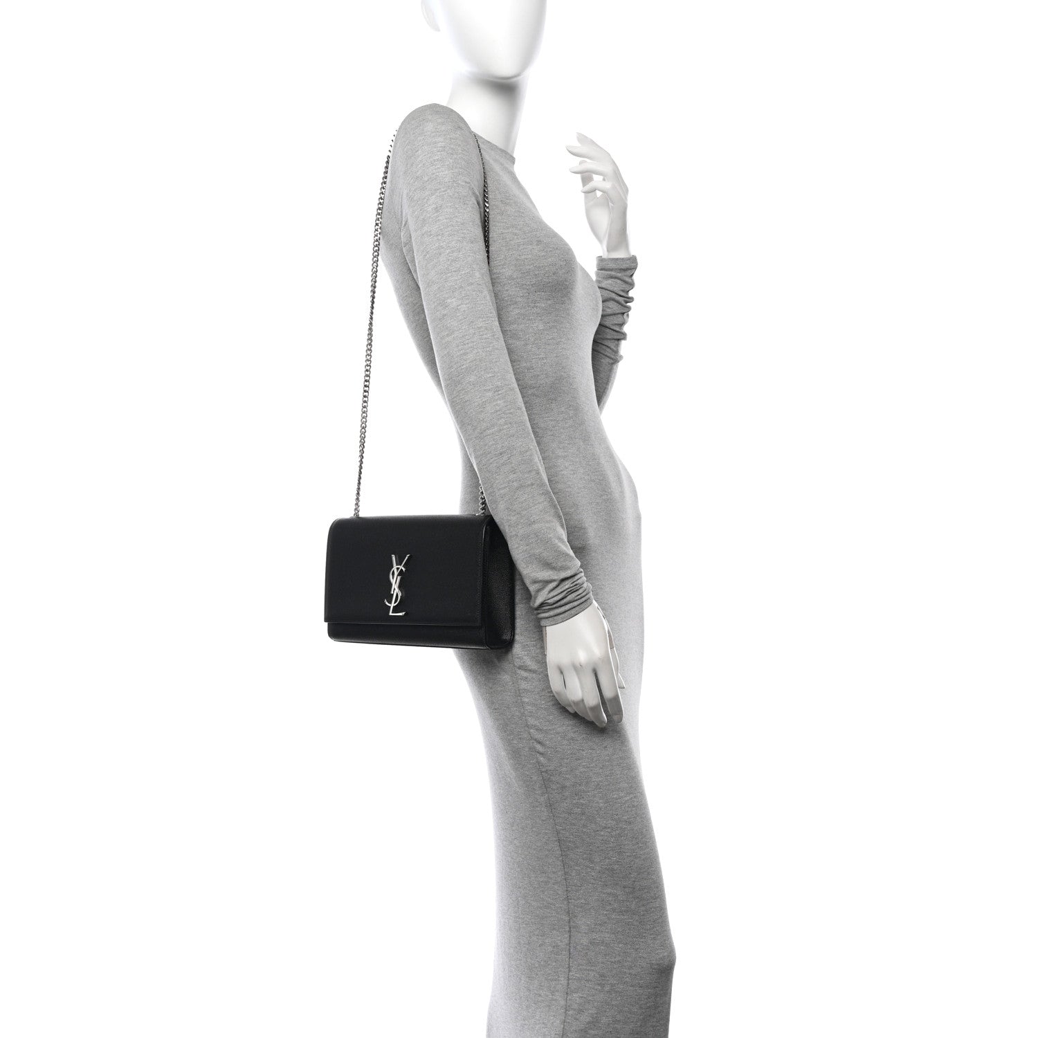Saint Laurent Grain De Poudre Medium Classic Monogram Kate Satchel Black 2 of 10