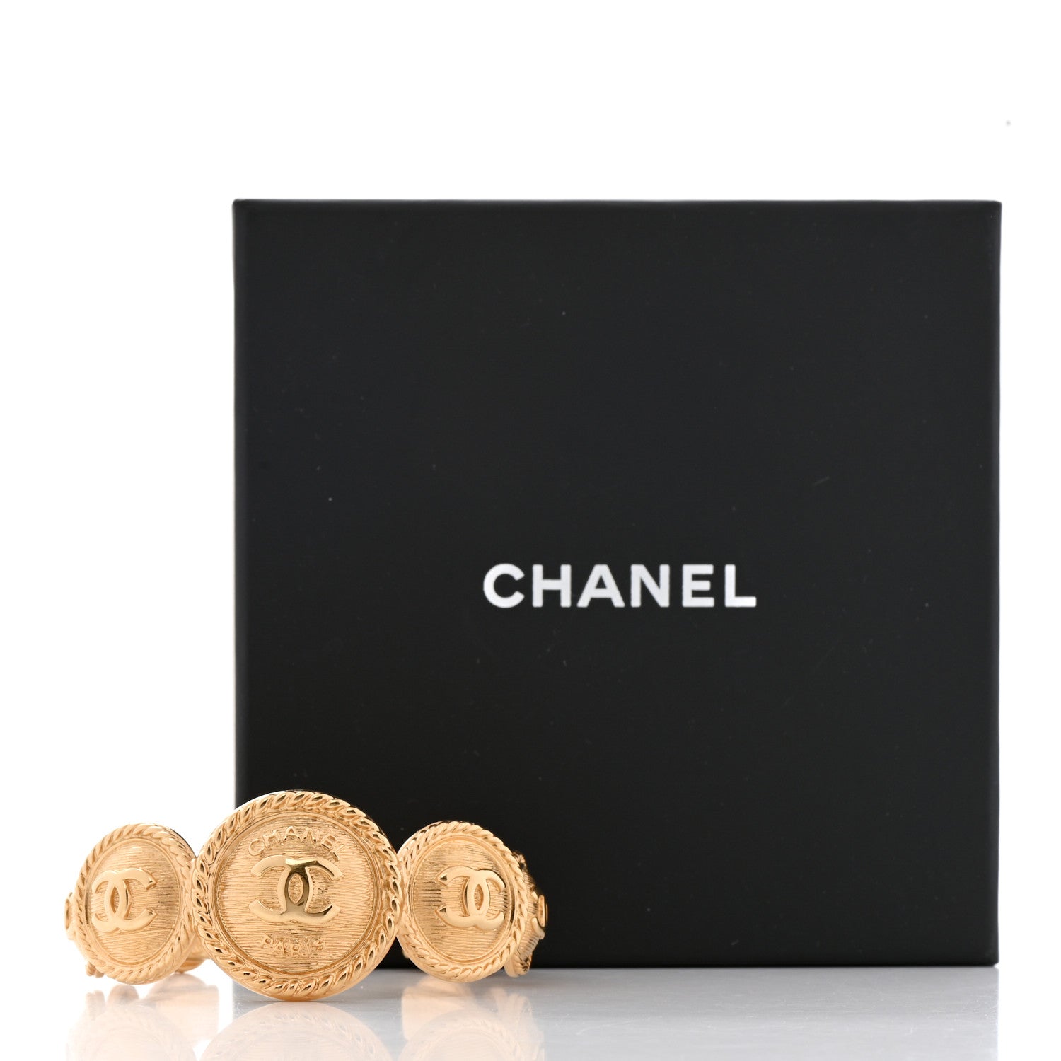 Chanel Metal Medallion CC Cuff Bracelet S Gold 5 of 5