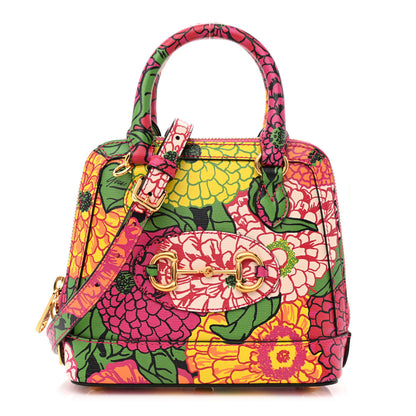 Gucci X KEN SCOTT Textured Calfskin Pomponica Print Mini Horsebit 1955 Top Handle Bag Multicolor Fuxia Pompom 1 of 10