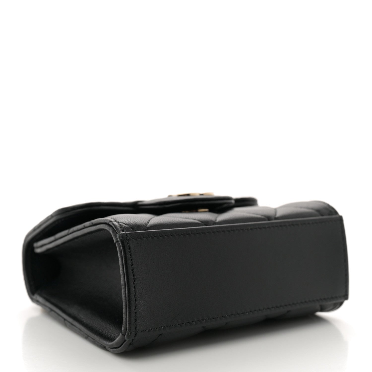 Chanel Lambskin Quilted Top Handle Flap Clutch With Chain Black 4 of 11