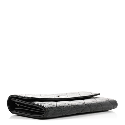 Chanel Caviar Quilted Large Gusset Flap Wallet Black 4 of 12