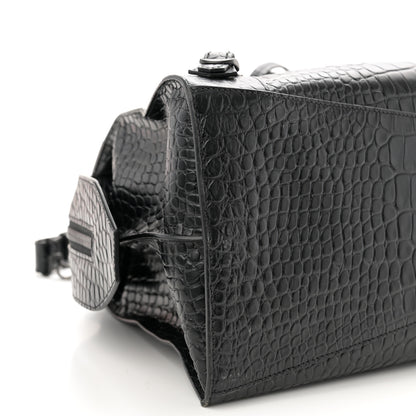 Balenciaga Calfskin Crocodile Embossed Neo Classic Silver Hardware Medium City Black 8 of 10