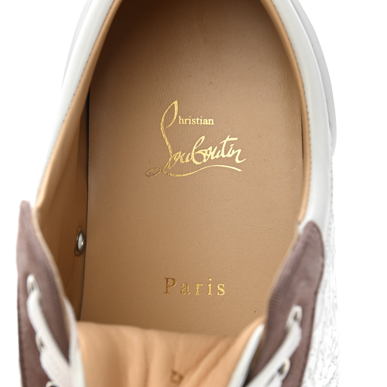 Christian Louboutin Calfskin Mens Louis Junior Spikes Orlato Flat Sneakers 42 White Sliver 8 of 10