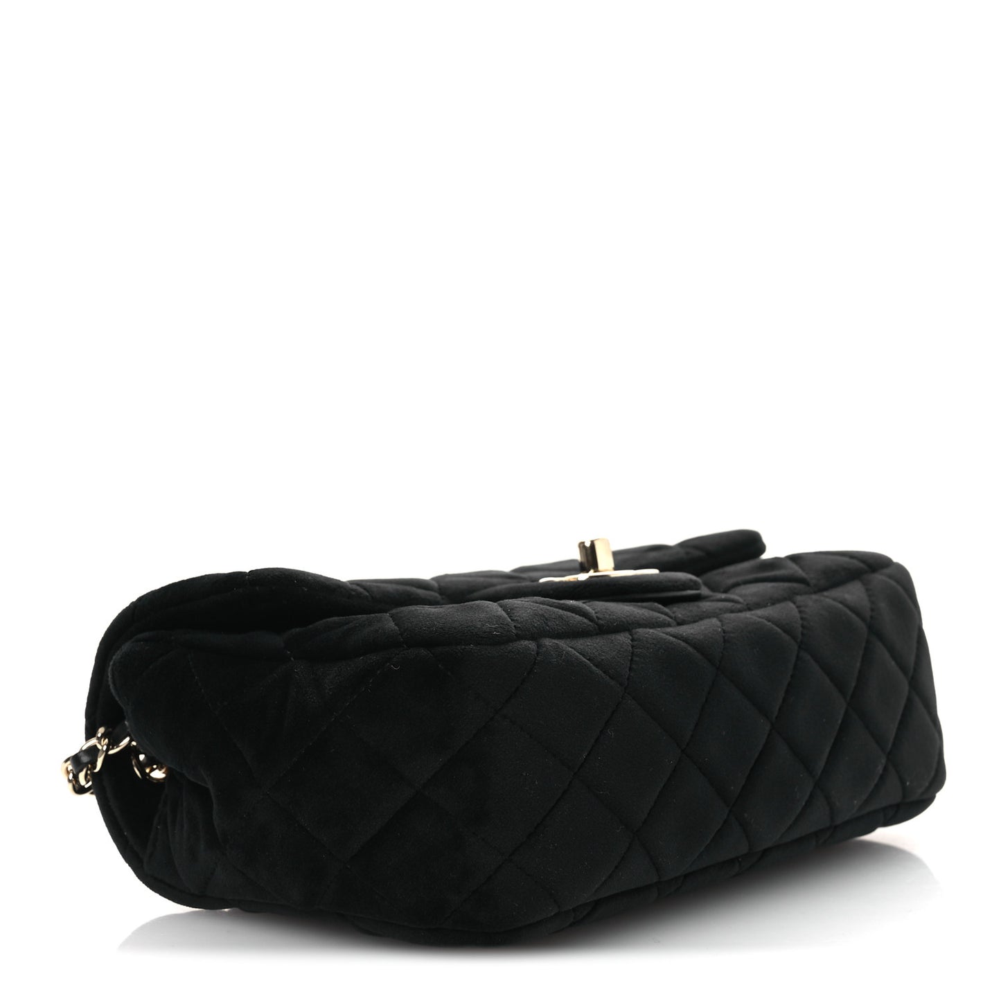 Velvet Quilted Mini Rectangular Pearl Crush Flap Black