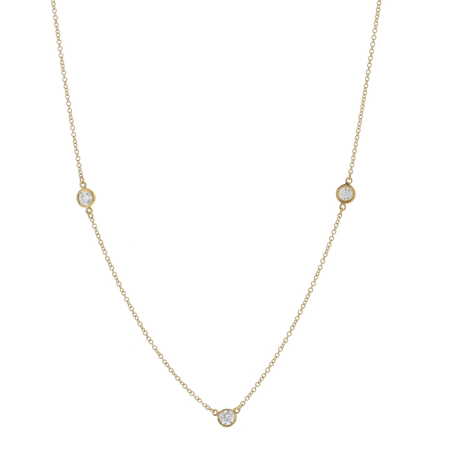 18K Yellow Gold Elsa Peretti Diamonds by the Yard 3 Station Necklace