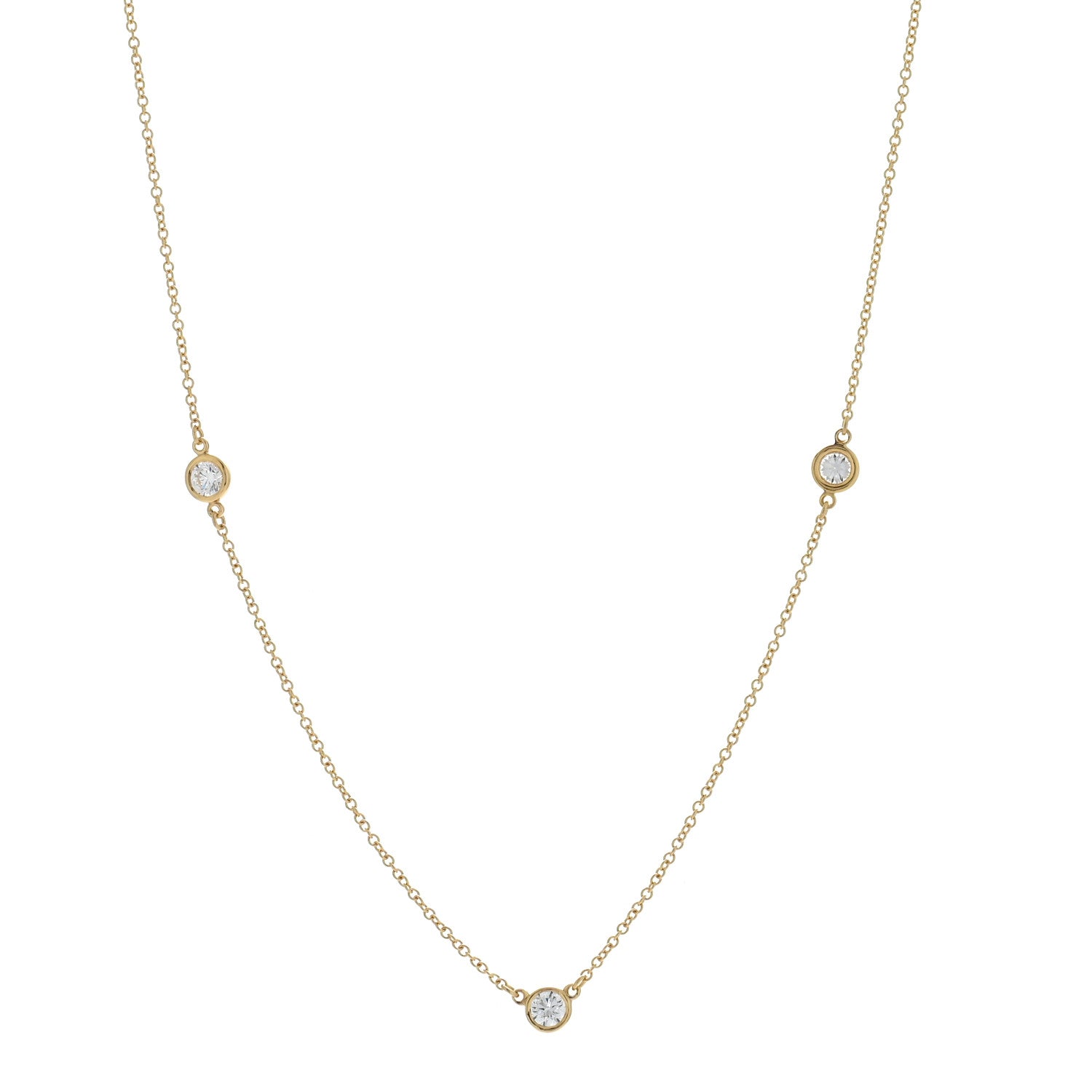 Tiffany 18K Yellow Gold Elsa Peretti Diamonds by the Yard 3 Station Necklace 1 of 4