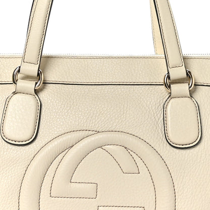 Gucci Pebbled Calfskin Small Soho Top Handle Bag Off White 7 of 9