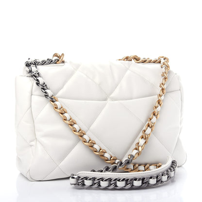 Chanel Goatskin Quilted Large Chanel 19 Flap White 3 of 10
