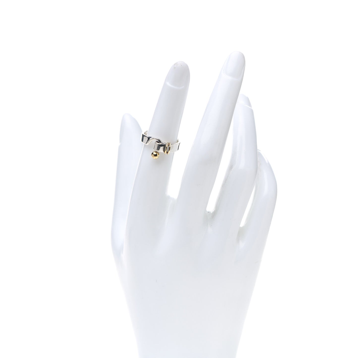Sterling Silver 18K Yellow Gold Hook Ring 49 5