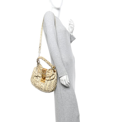 Miu Miu Snakeskin Small Matelasse Coffer Hobo Beige 2 of 19