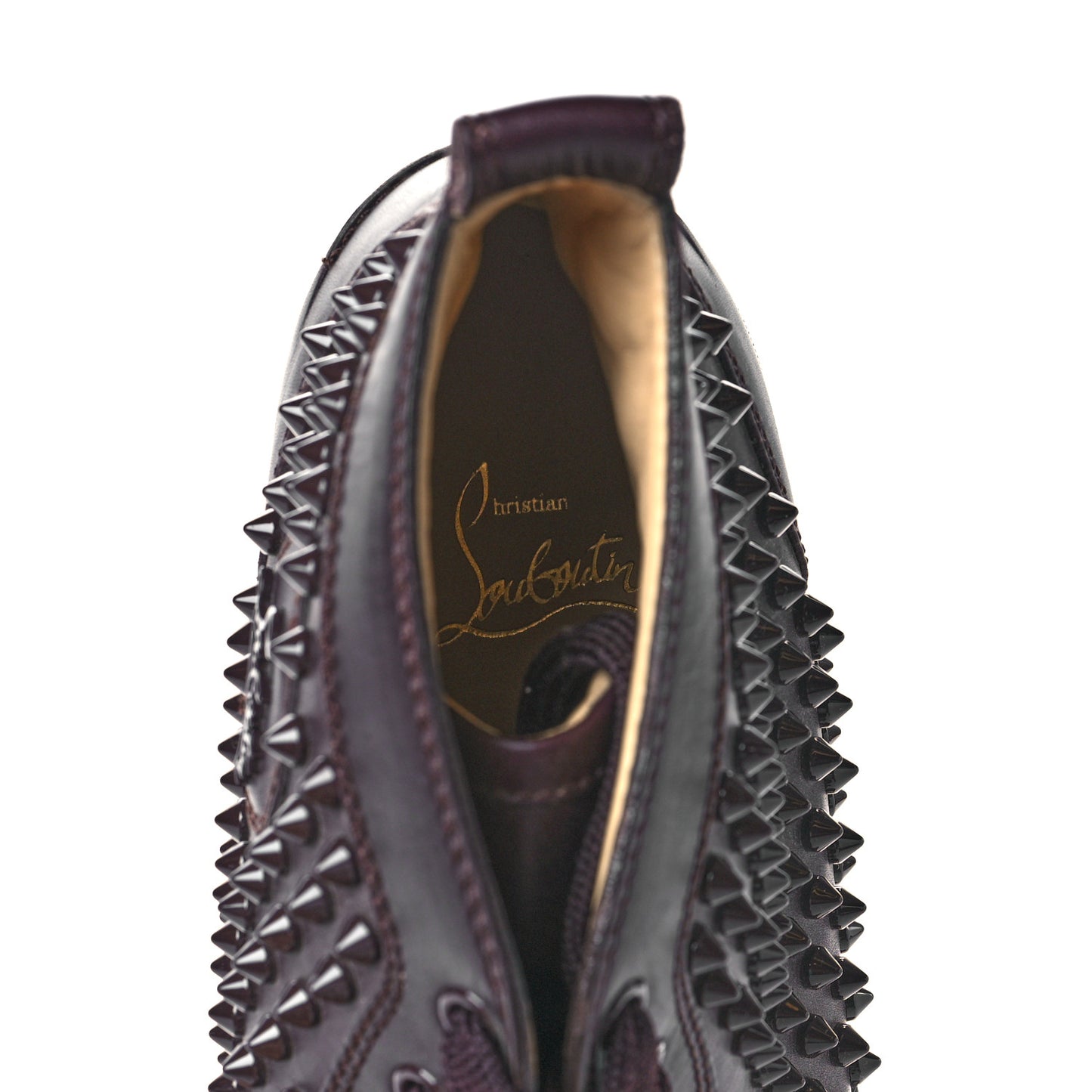 Calfskin Mens Louis Spikes Flat Sneakers 42 Burgundy