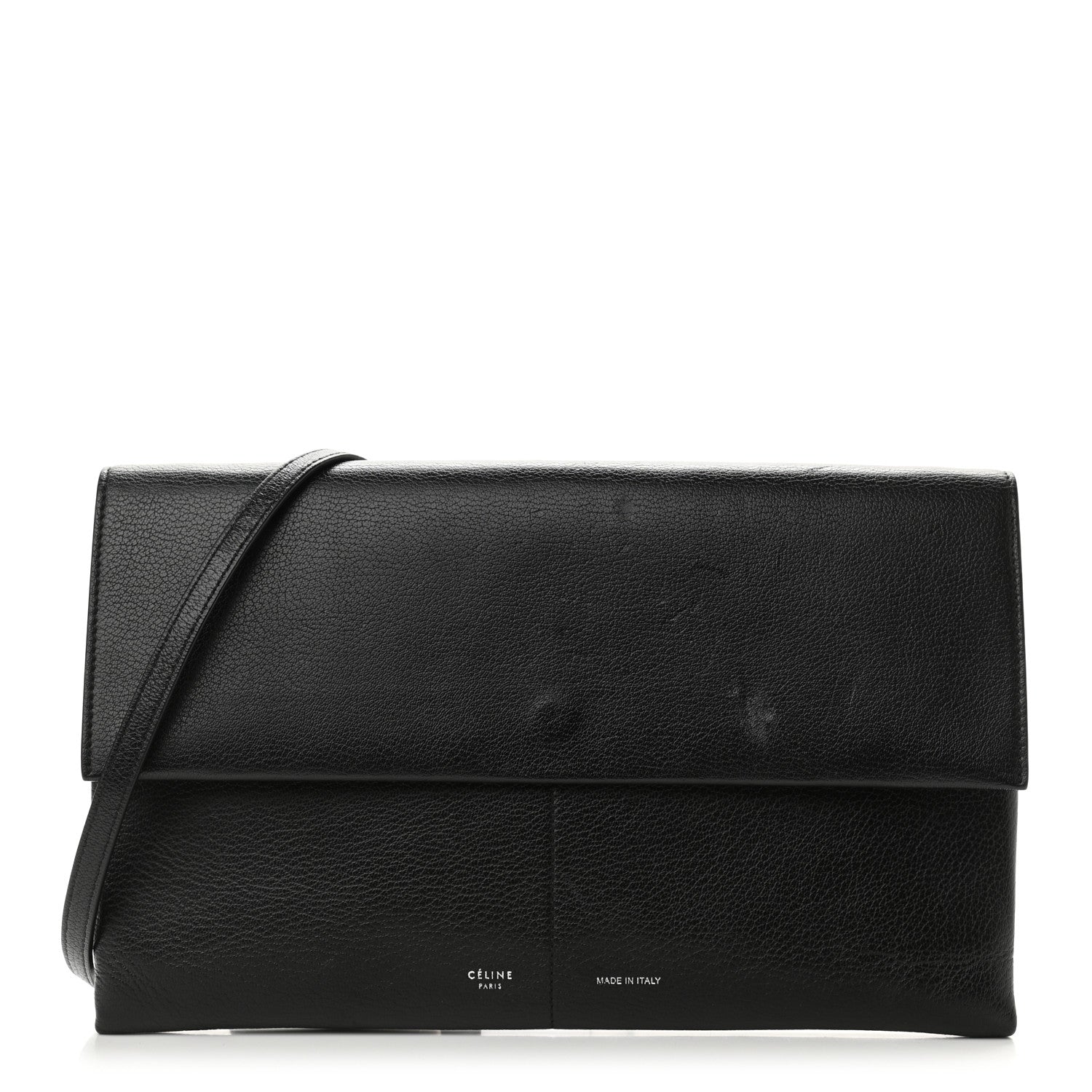 Celine Goatskin Folded Clutch With Strap Black 1 of 17