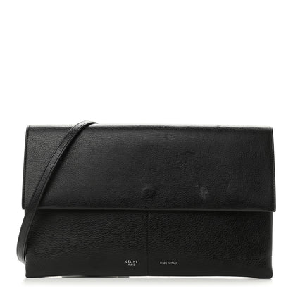 Celine Goatskin Folded Clutch With Strap Black 1 of 17