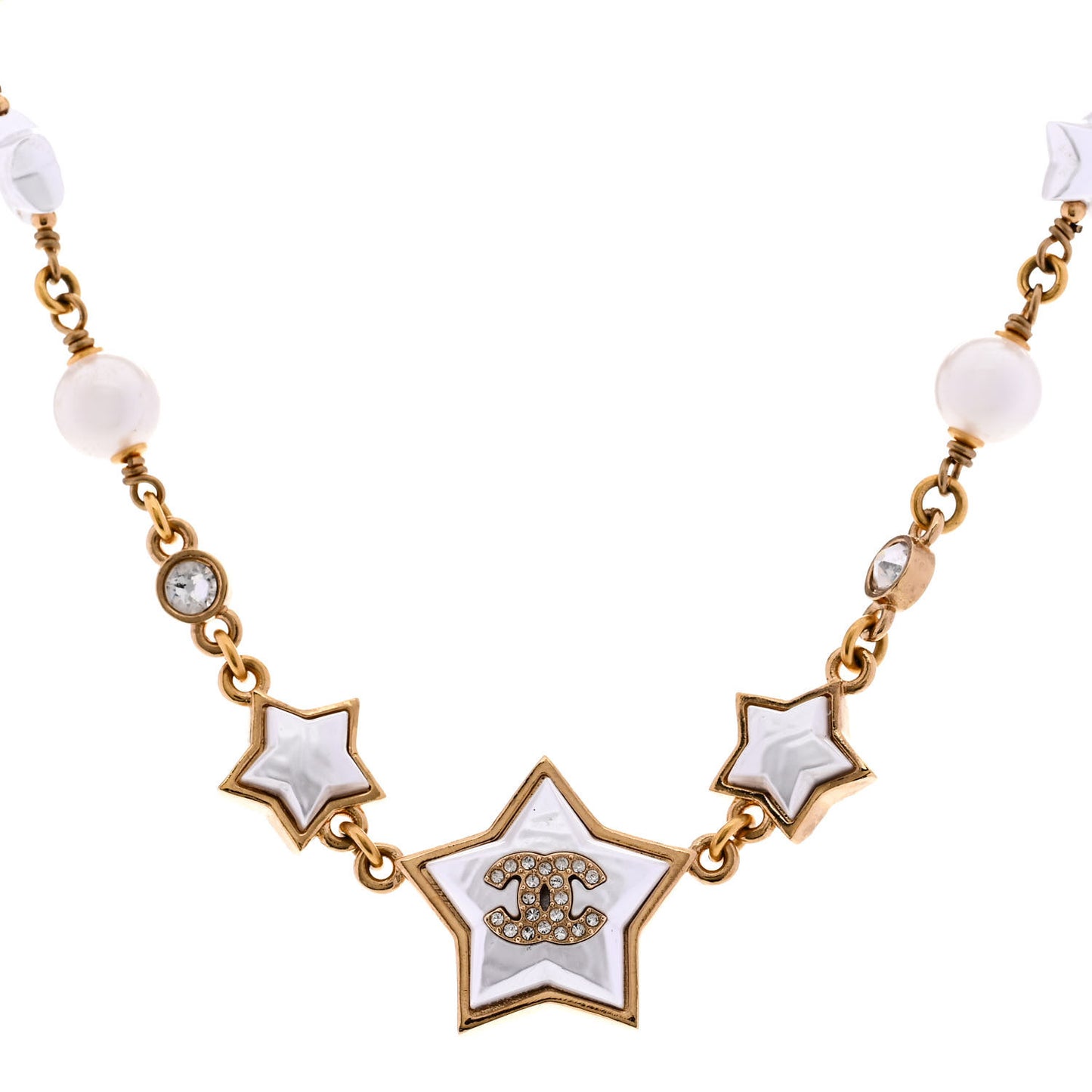 Metal Pearl Crystal CC Star Gold Pearly White