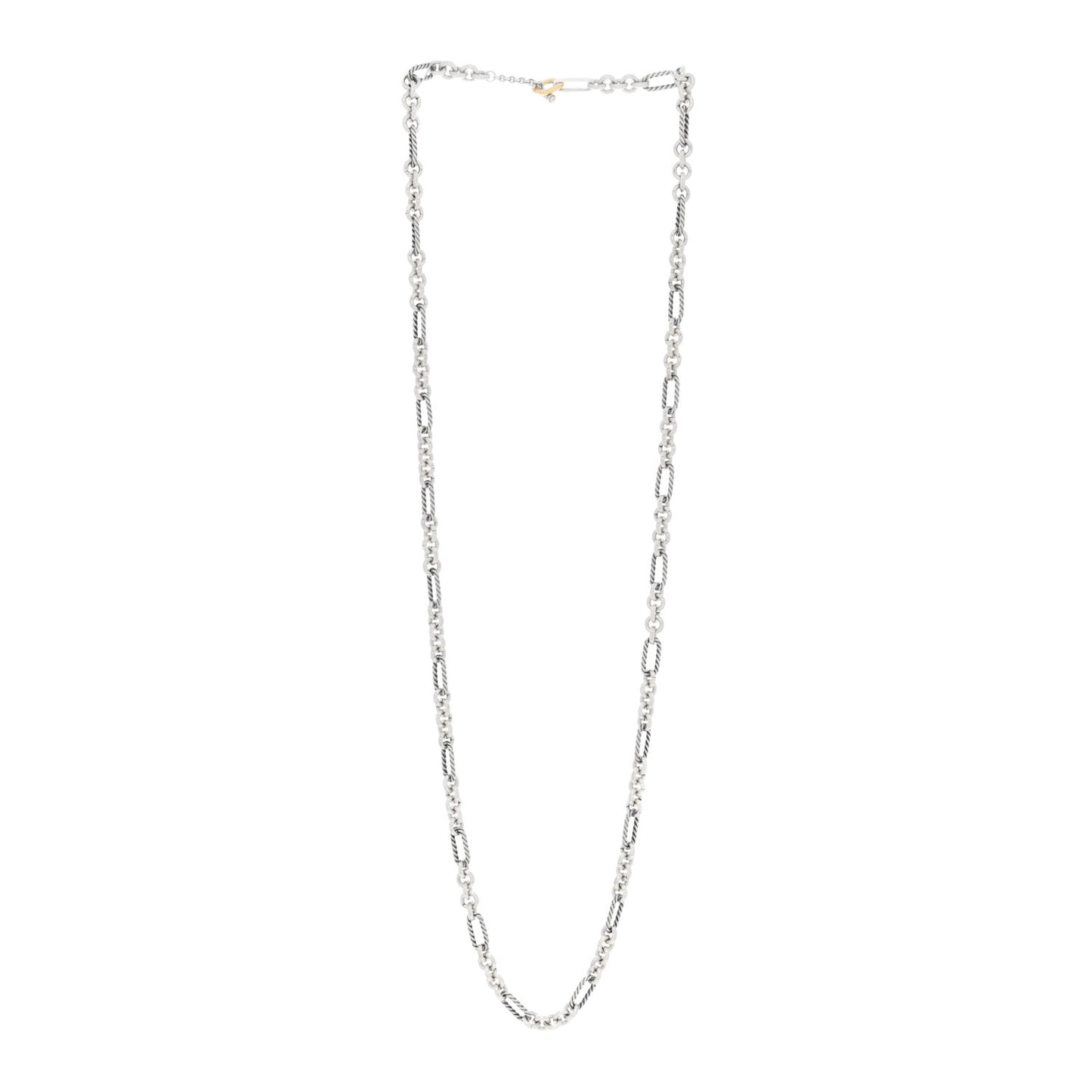 Sterling Silver 18K Yellow Gold Figaro Chain Link Necklace