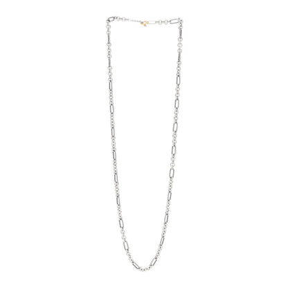 David Yurman Sterling Silver 18K Yellow Gold Figaro Chain Link Necklace 2 of 3