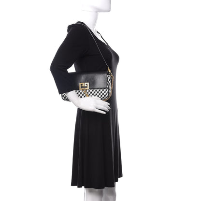 Givenchy Straw Calfskin Charm Shoulder Bag Black White 2 of 10